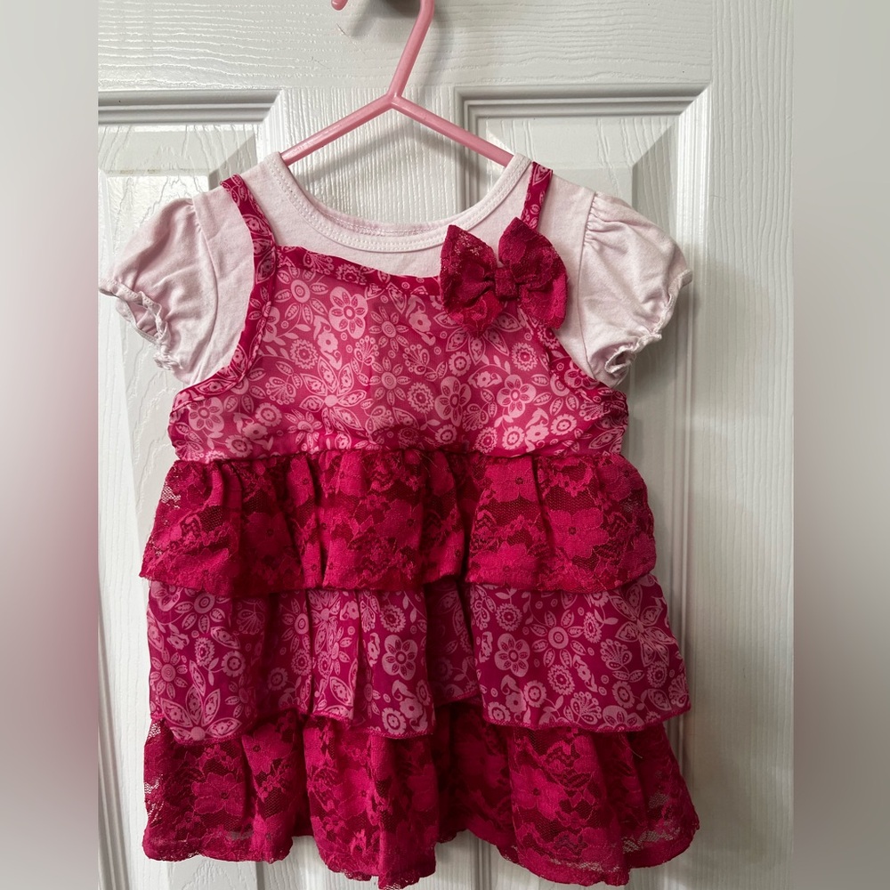 George 24M Dress with Pink Heart Patterned Dress with attached shirt underneath